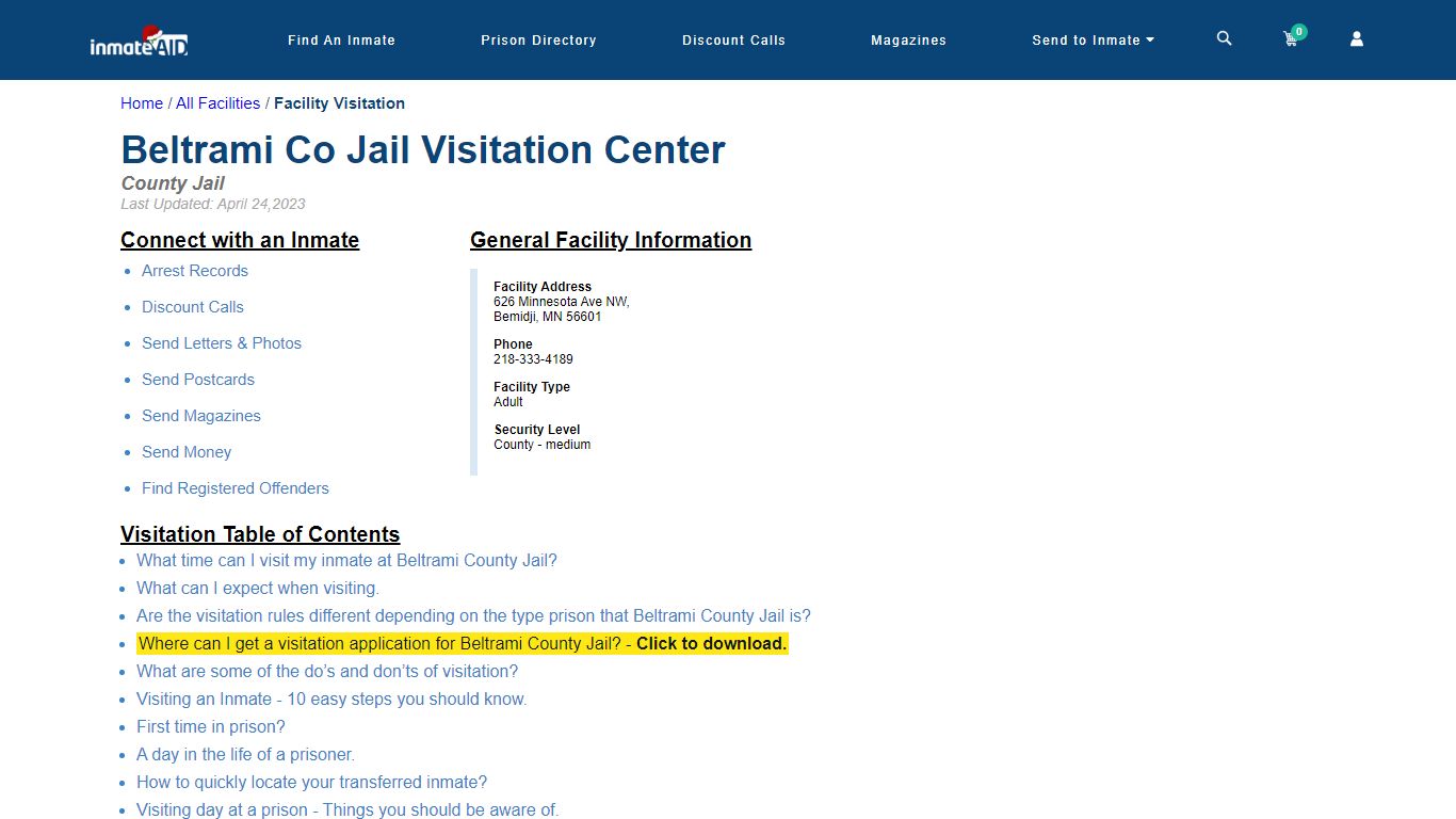 Beltrami County Jail | Visitation, dress code & visiting hours - InmateAid