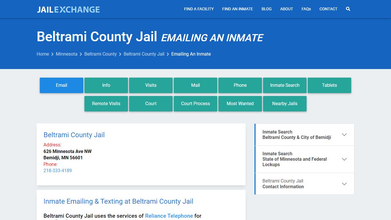 Inmate Text, Email - Beltrami County Jail, MN - Jail Exchange